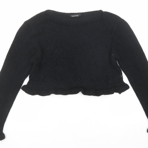 Boohoo Womens Black Round Neck Acrylic Pullover Jumper Size M