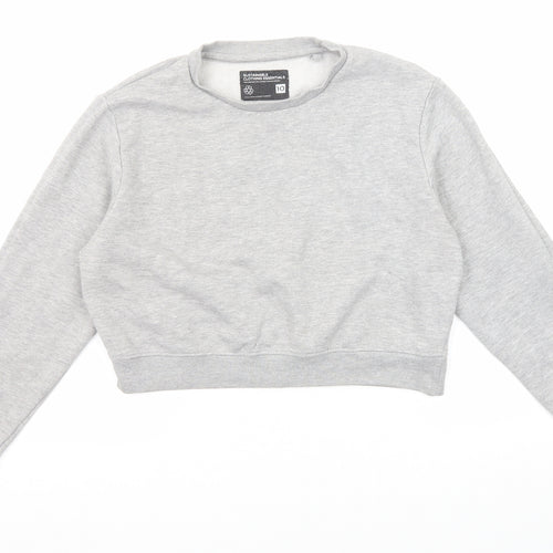 Fluid Womens Grey Cotton Pullover Sweatshirt Size 10 Pullover