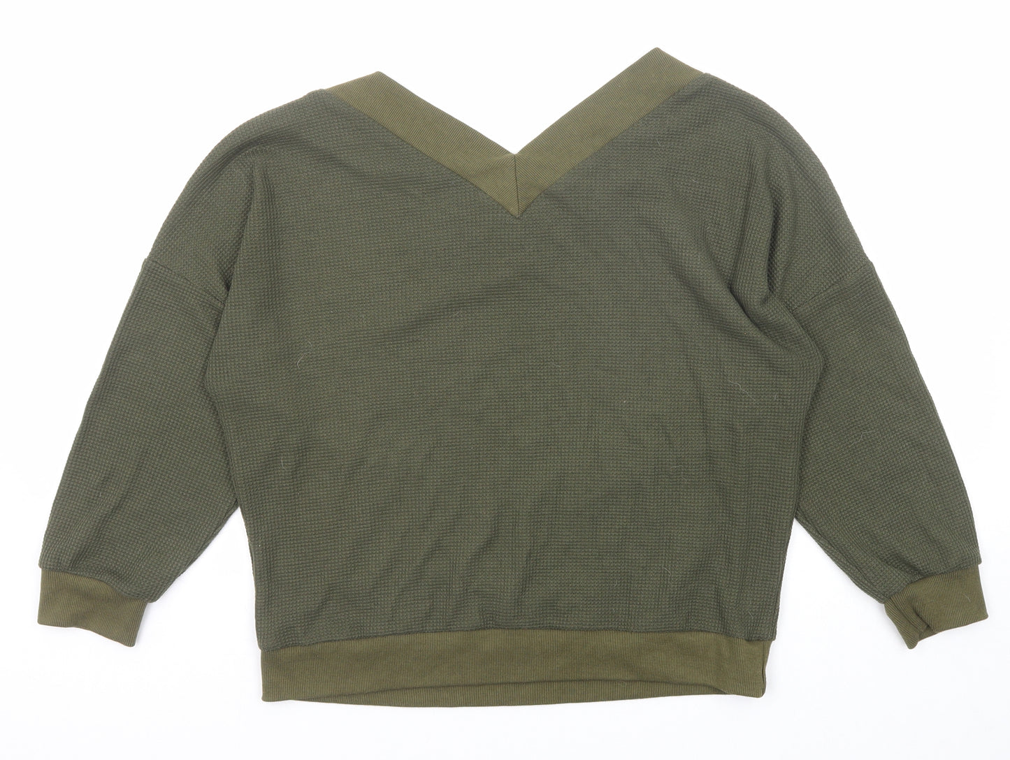 Yidarton Womens Green V-Neck Cotton Pullover Jumper Size L