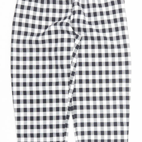 Topshop Womens Black Check Polyester Chino Trousers Size 6 Regular Zip