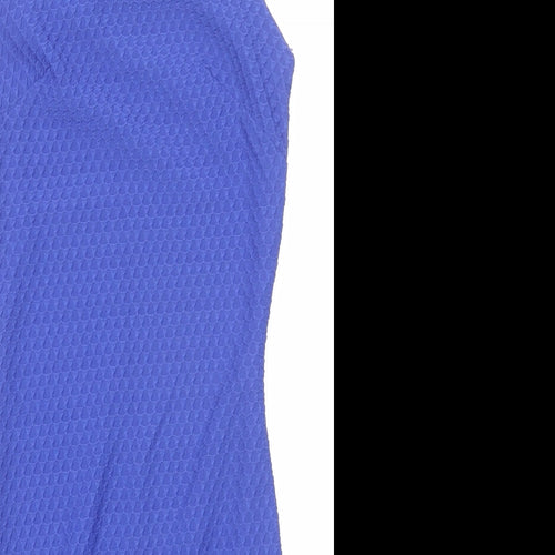 Miss Selfridge Womens Blue Geometric Polyester Bodycon Size 4 Round Neck Pullover