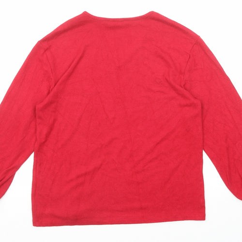 Marks and Spencer Womens Red V-Neck Viscose Pullover Jumper Size 10