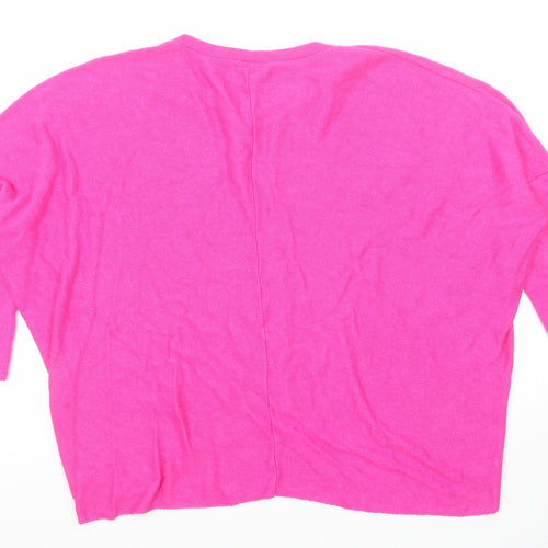 Blue Vanilla Womens Pink V-Neck Viscose Pullover Jumper One Size