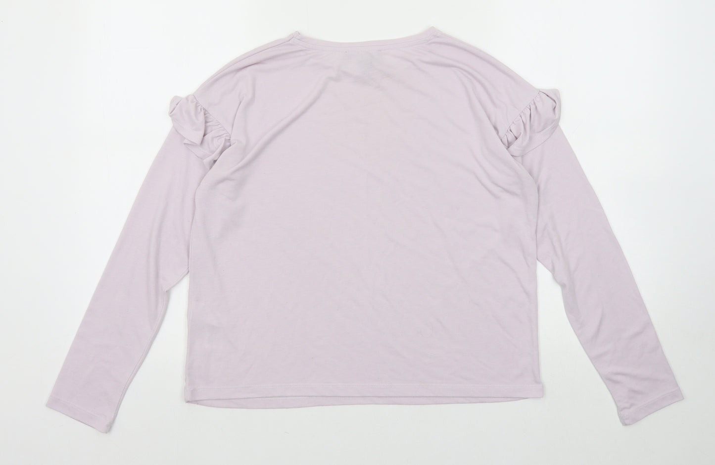 New Look Womens Purple Polyester Basic T-Shirt Size 6 Round Neck