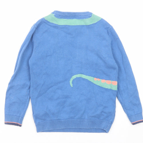 Marks and Spencer Boys Blue Crew Neck Cotton Pullover Jumper Size 5-6 Years Pullover - Dinosaur