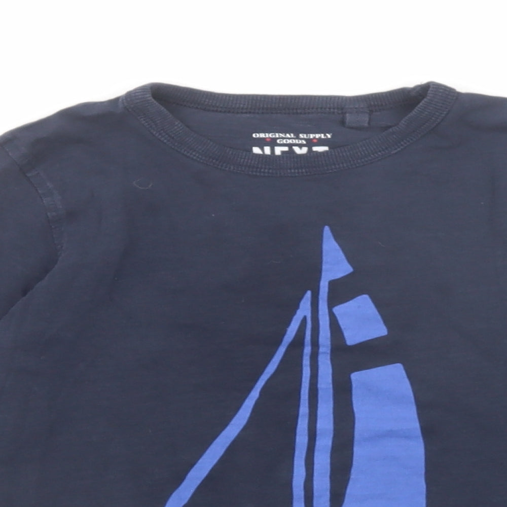 NEXT Boys Blue Cotton Pullover T-Shirt Size 4-5 Years Round Neck Pullover - Sail Boat