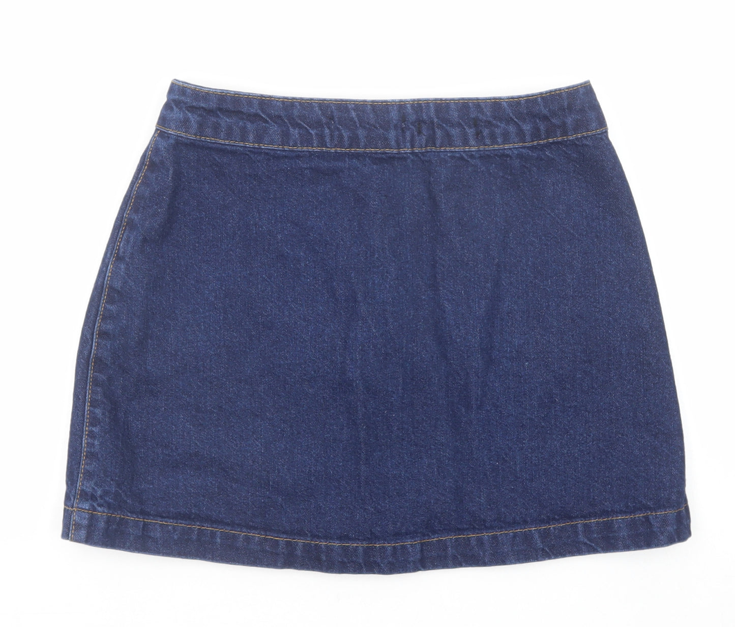 New Look Womens Blue Cotton Mini Skirt Size 10 Button