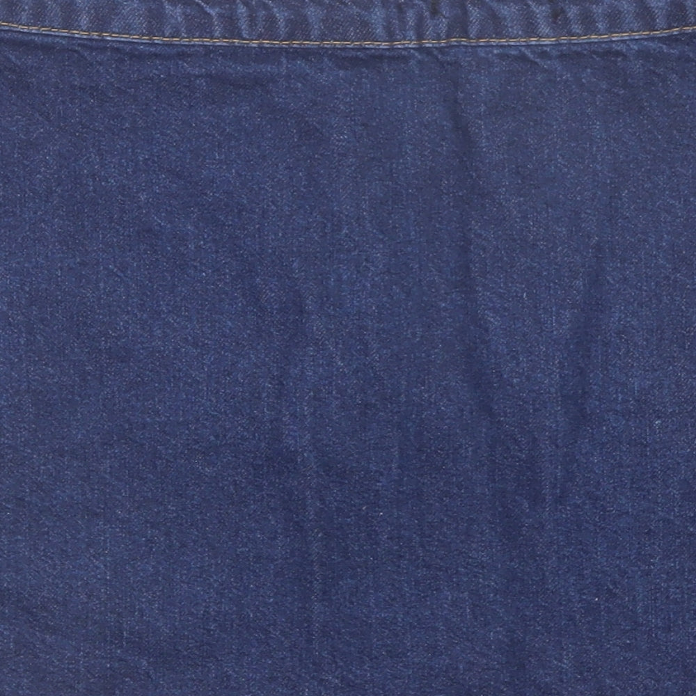 New Look Womens Blue Cotton Mini Skirt Size 10 Button