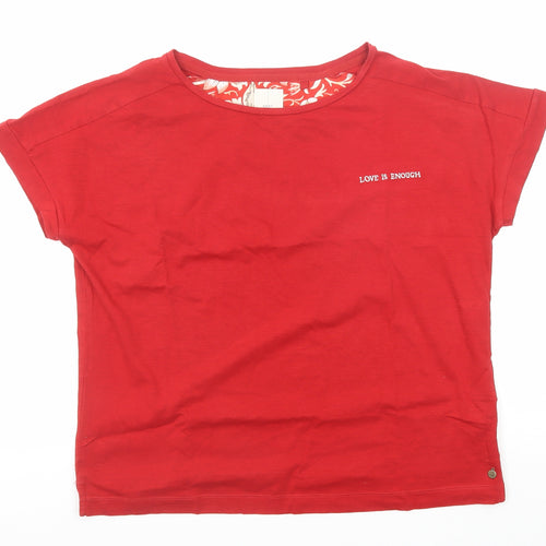 NEXT Womens Red Cotton Basic T-Shirt Size S Round Neck - Love Is Enough