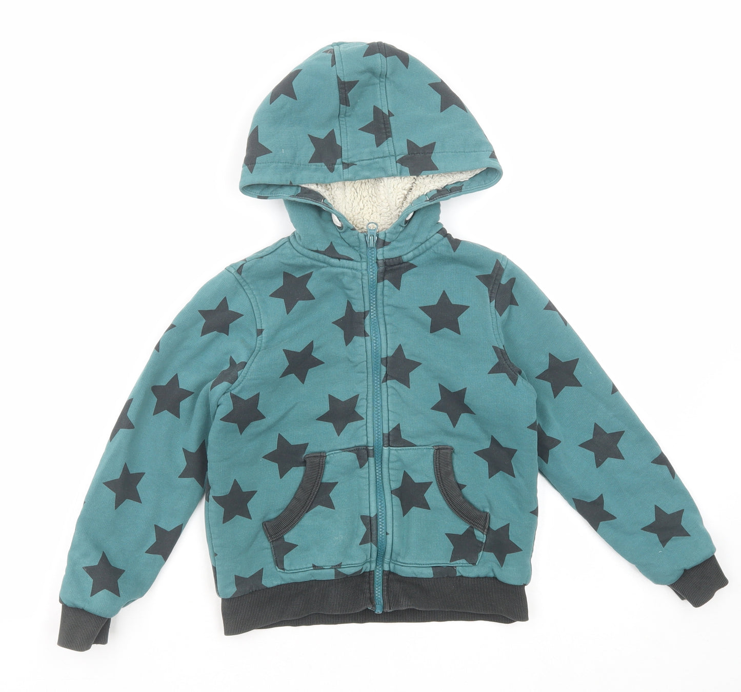 Marks and Spencer Boys Green Geometric Basic Jacket Jacket Size 5-6 Years Zip - Star Print