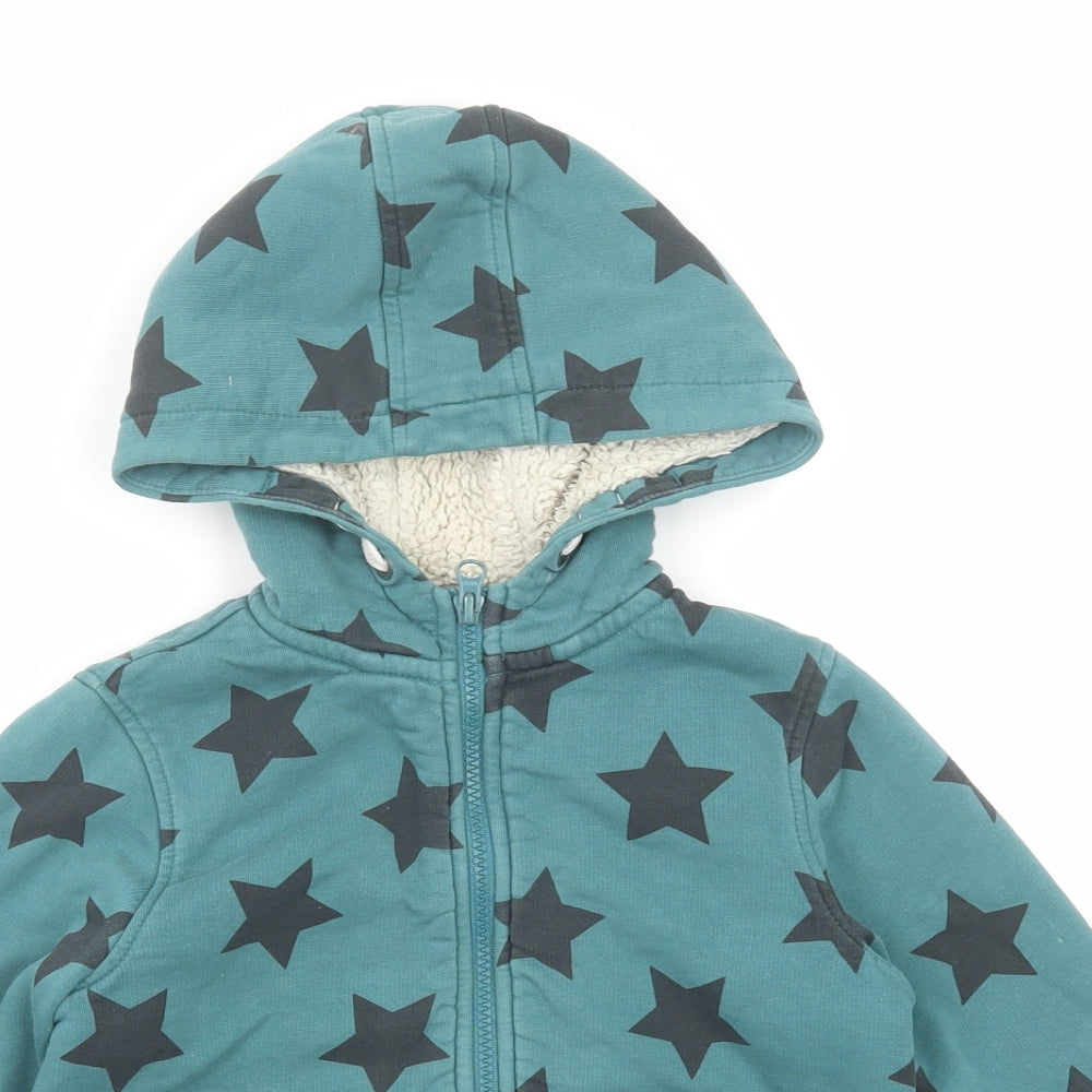 Marks and Spencer Boys Green Geometric Basic Jacket Jacket Size 5-6 Years Zip - Star Print
