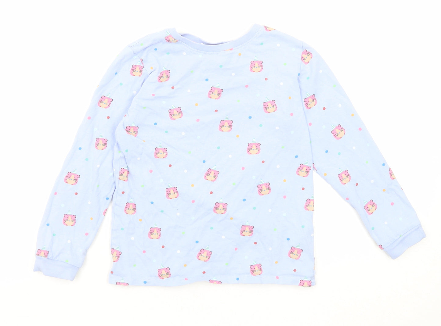 Marks and Spencer Girls Blue Geometric Cotton Pullover Sweatshirt Size 6-7 Years Pullover - Cute Hamster