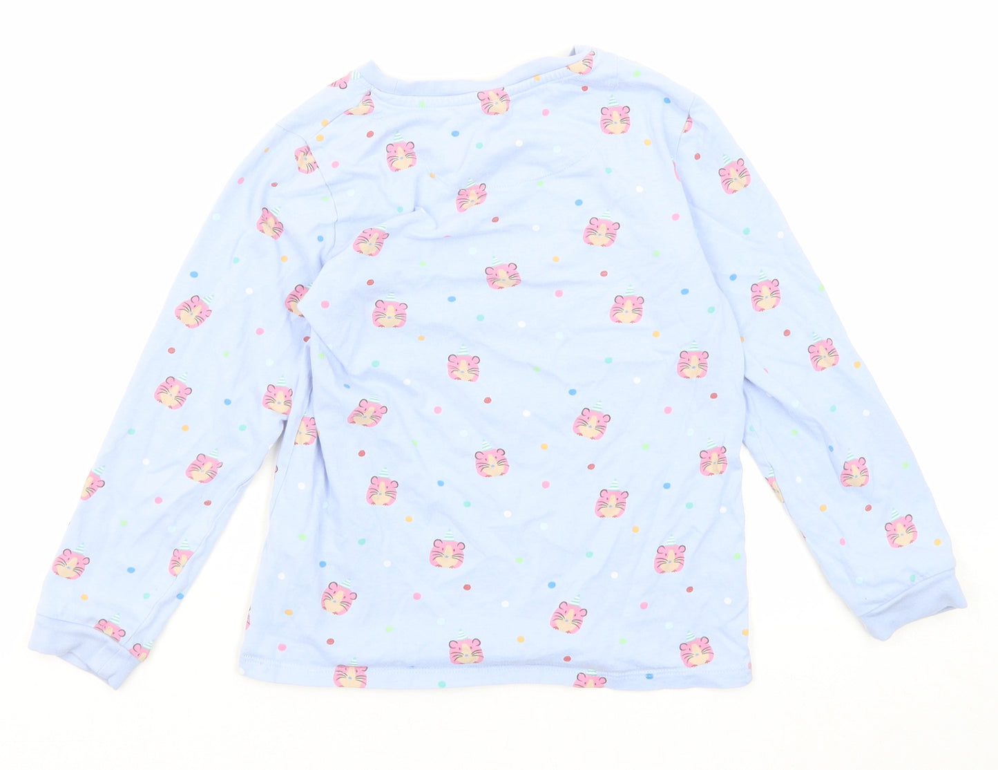 Marks and Spencer Girls Blue Geometric Cotton Pullover Sweatshirt Size 6-7 Years Pullover - Cute Hamster
