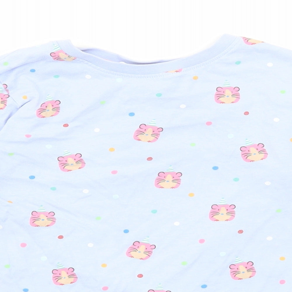 Marks and Spencer Girls Blue Geometric Cotton Pullover Sweatshirt Size 6-7 Years Pullover - Cute Hamster