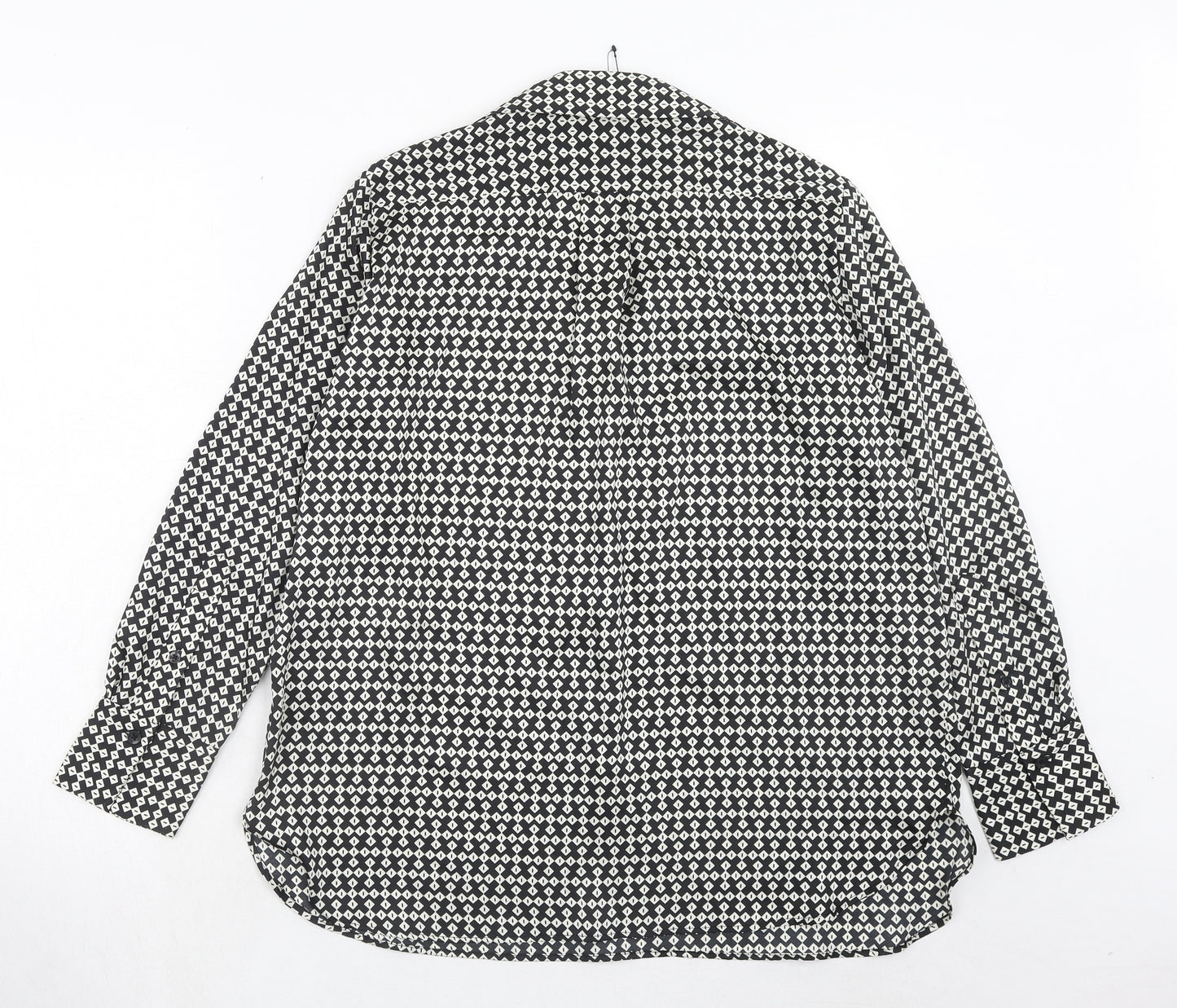 Marks and Spencer Womens Beige Geometric Polyester Basic Blouse Size 12 Collared