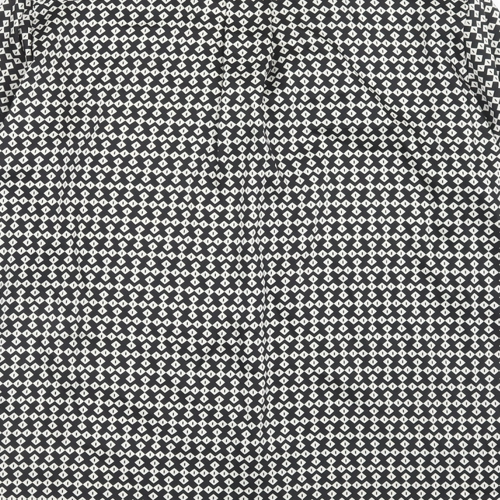Marks and Spencer Womens Beige Geometric Polyester Basic Blouse Size 12 Collared