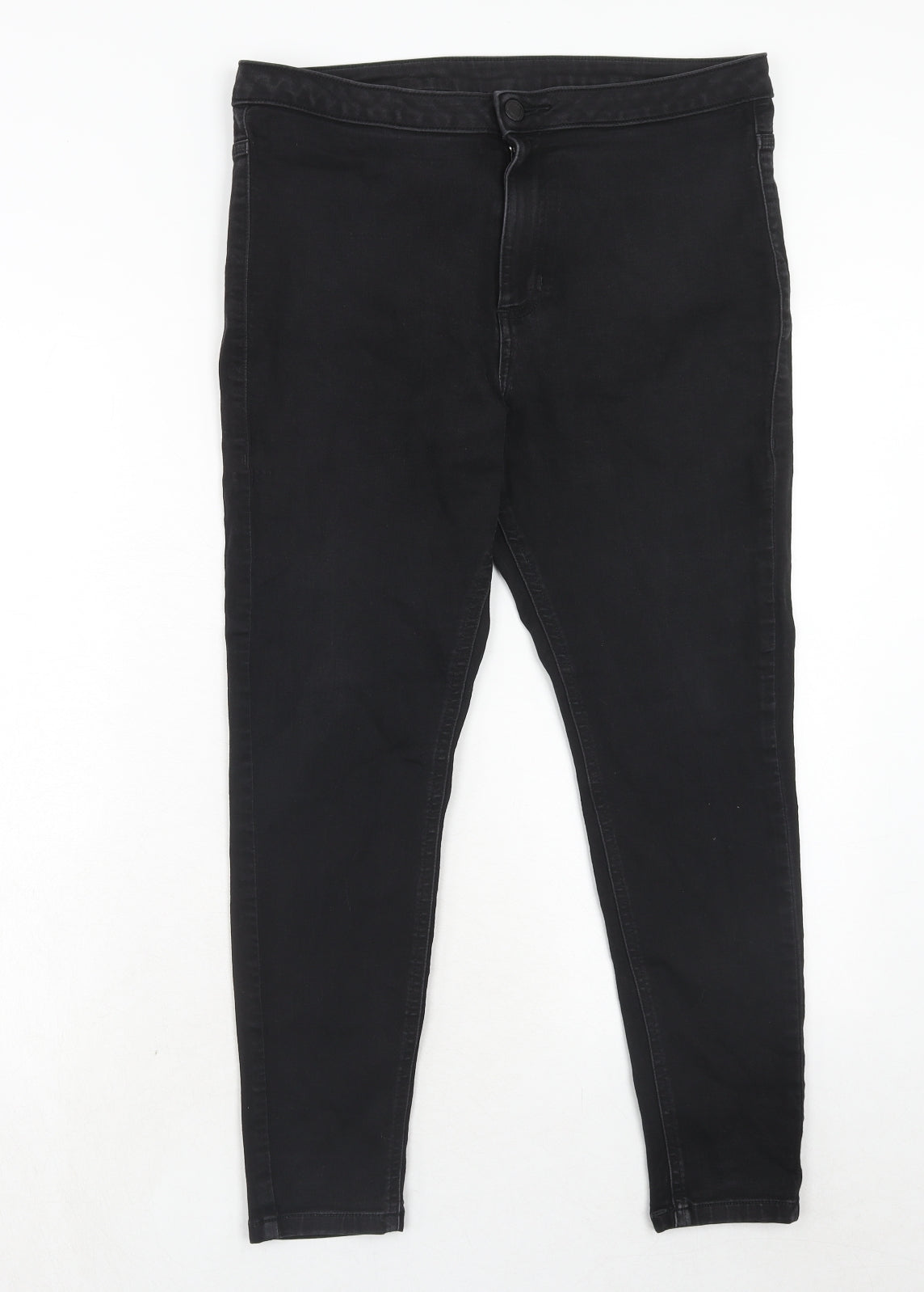 Marks and Spencer Womens Black Cotton Skinny Jeans Size 16 Regular Zip