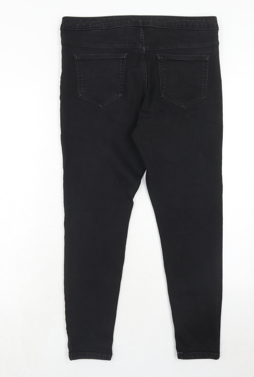 Marks and Spencer Womens Black Cotton Skinny Jeans Size 16 Regular Zip