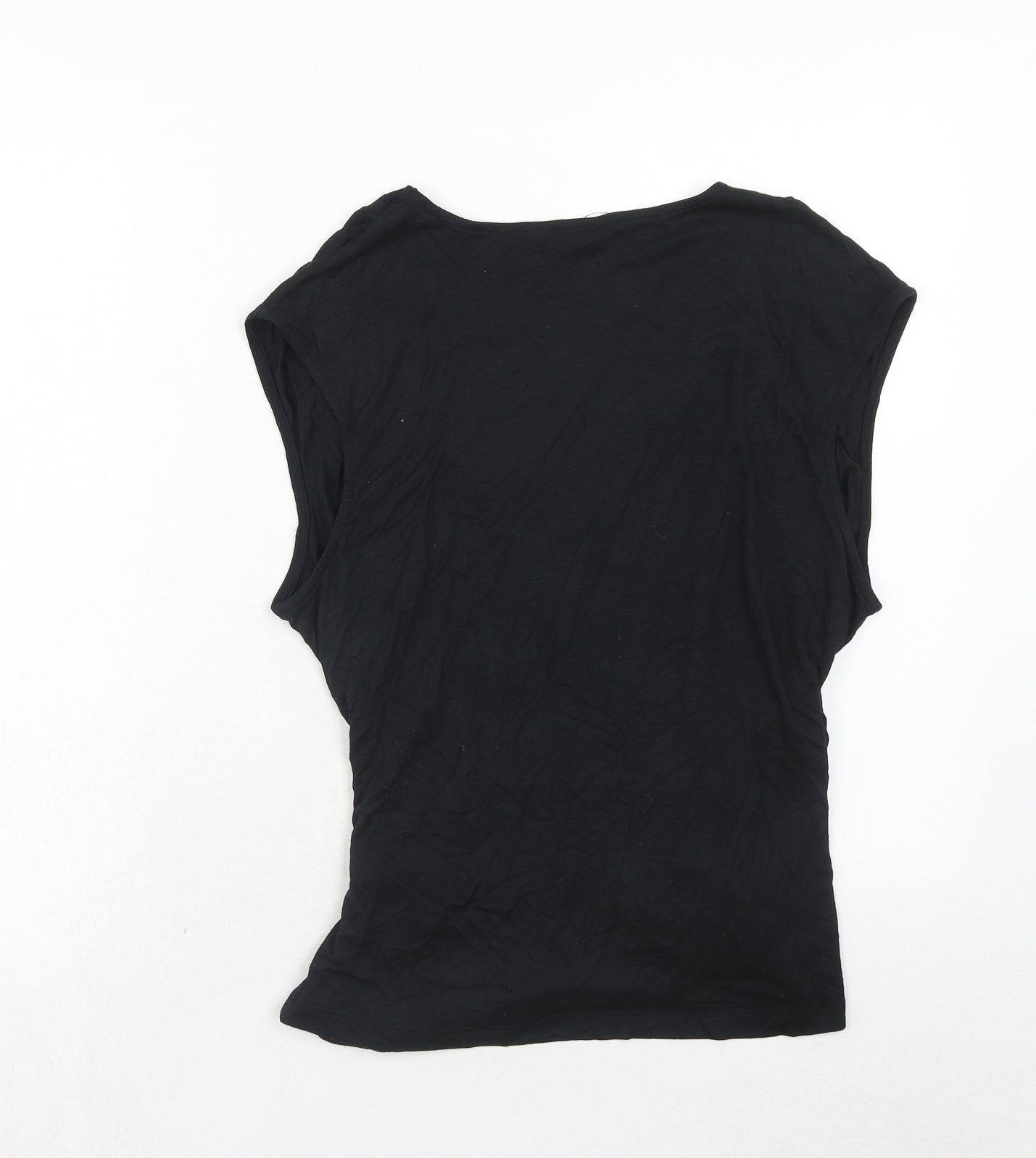 Marks and Spencer Womens Black Viscose Basic Blouse Size 16 V-Neck