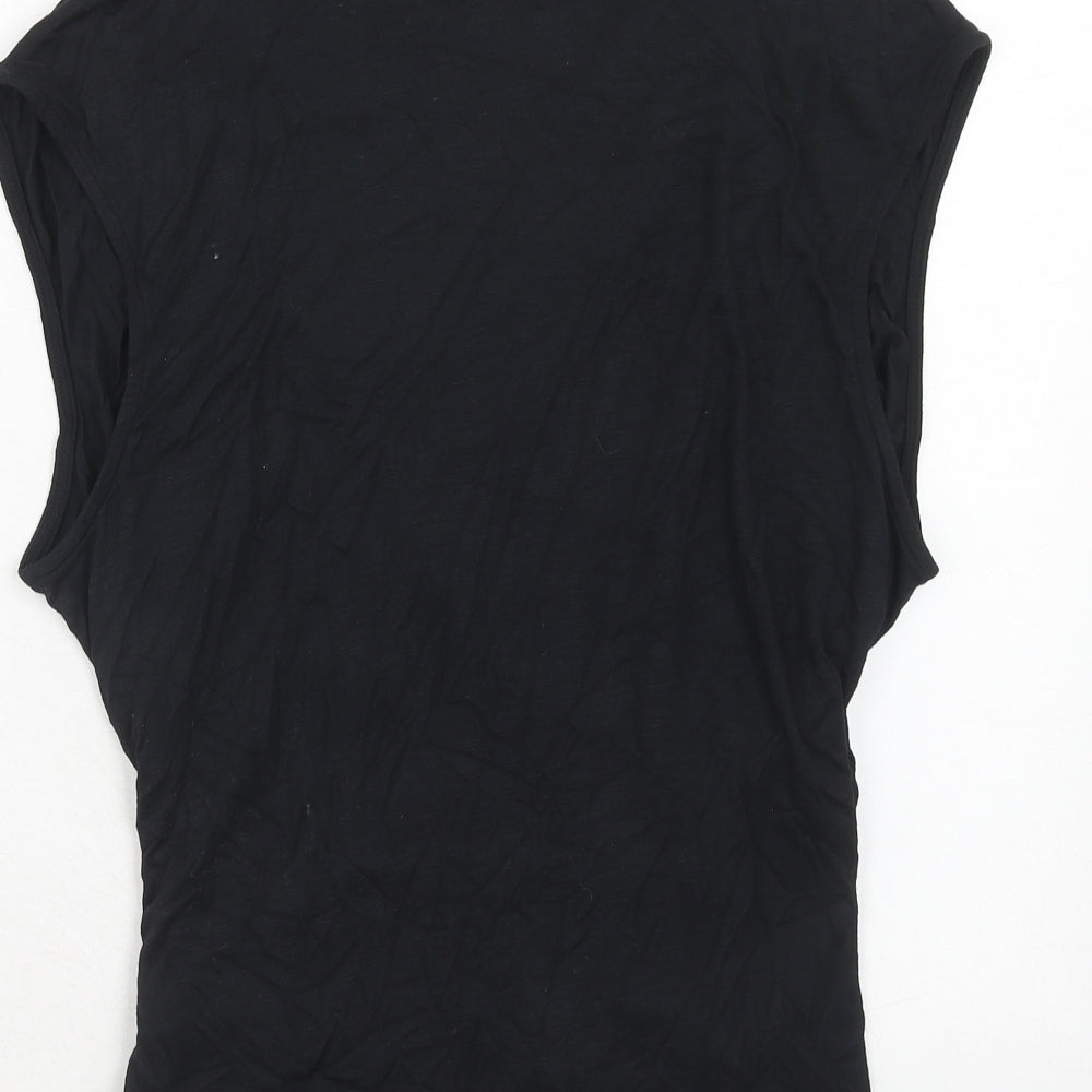 Marks and Spencer Womens Black Viscose Basic Blouse Size 16 V-Neck
