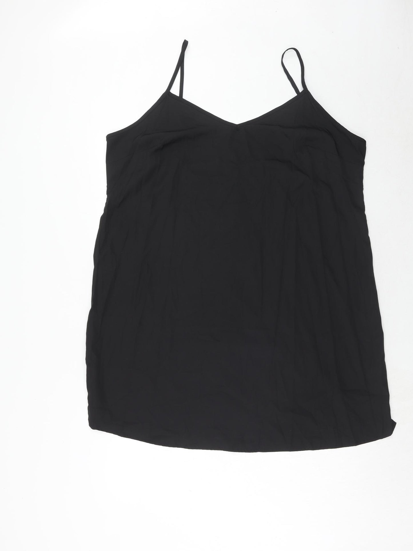 Marks and Spencer Womens Black Polyester Slip Dress Size 20 V-Neck Pullover