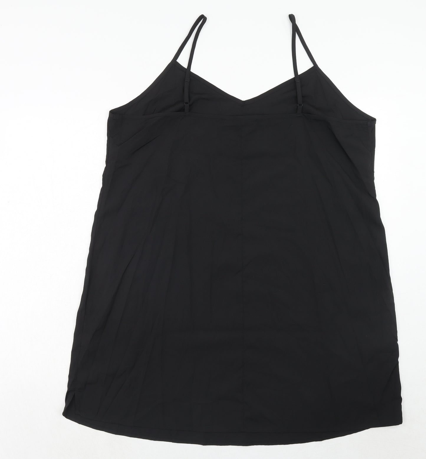Marks and Spencer Womens Black Polyester Slip Dress Size 20 V-Neck Pullover