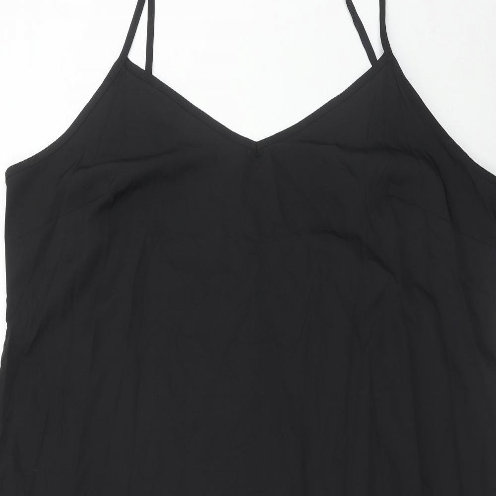 Marks and Spencer Womens Black Polyester Slip Dress Size 20 V-Neck Pullover