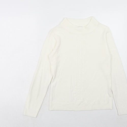 NEXT Womens Ivory Mock Neck Acrylic Pullover Jumper Size 8