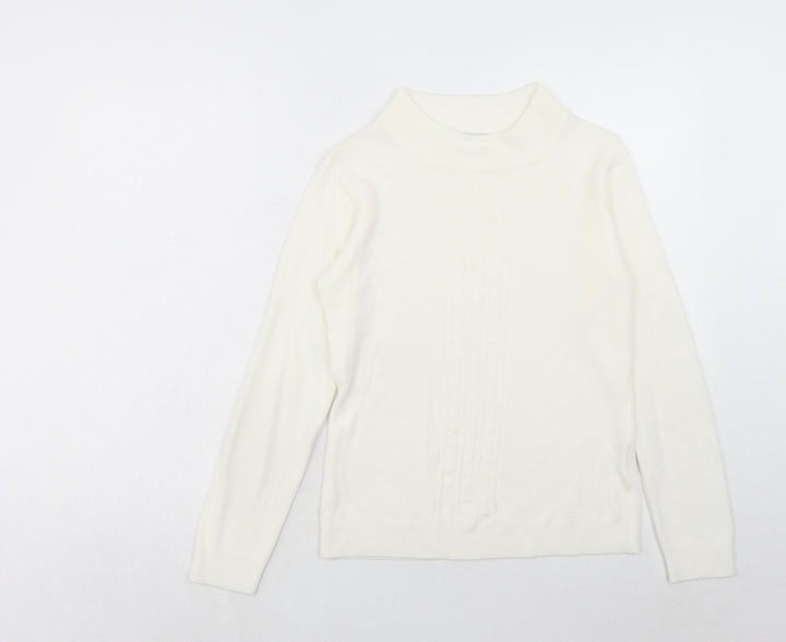 NEXT Womens Ivory Mock Neck Acrylic Pullover Jumper Size 8
