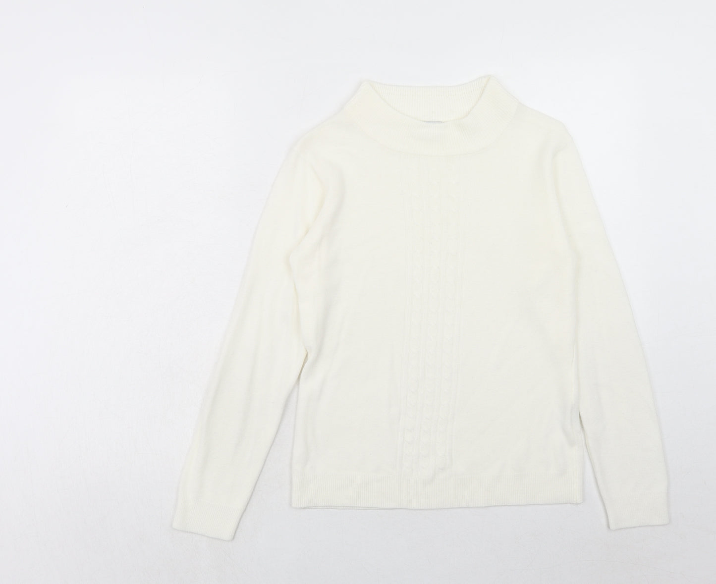 NEXT Womens Ivory Mock Neck Acrylic Pullover Jumper Size 8