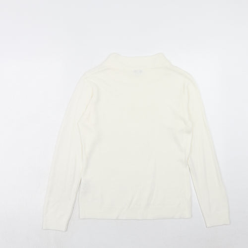NEXT Womens Ivory Mock Neck Acrylic Pullover Jumper Size 8