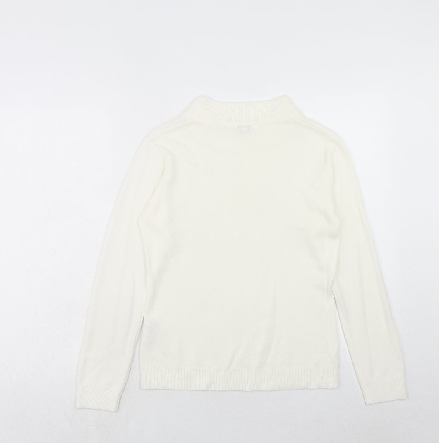 NEXT Womens Ivory Mock Neck Acrylic Pullover Jumper Size 8
