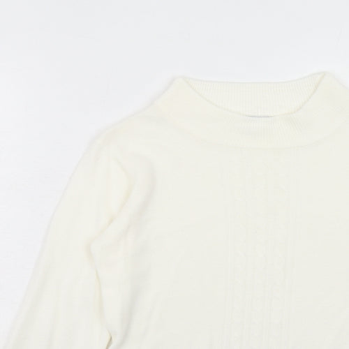 NEXT Womens Ivory Mock Neck Acrylic Pullover Jumper Size 8