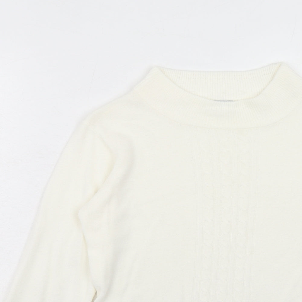 NEXT Womens Ivory Mock Neck Acrylic Pullover Jumper Size 8