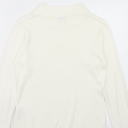 NEXT Womens Ivory Mock Neck Acrylic Pullover Jumper Size 8