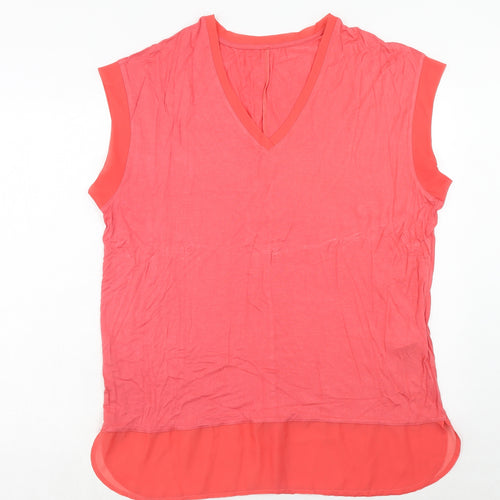 Avon Womens Pink Viscose Basic T-Shirt Size 18 V-Neck