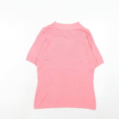 Laura Scott Womens Pink V-Neck Viscose Pullover Jumper Size M