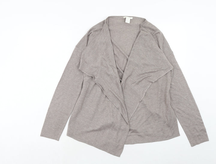 H&M Womens Brown Collared Polyethylene Cardigan Jumper Size S