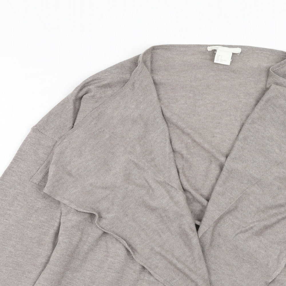 H&M Womens Brown Collared Polyethylene Cardigan Jumper Size S