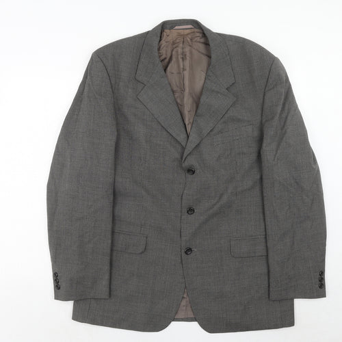 Burton Mens Grey Geometric Wool Jacket Suit Jacket Size 44 Regular