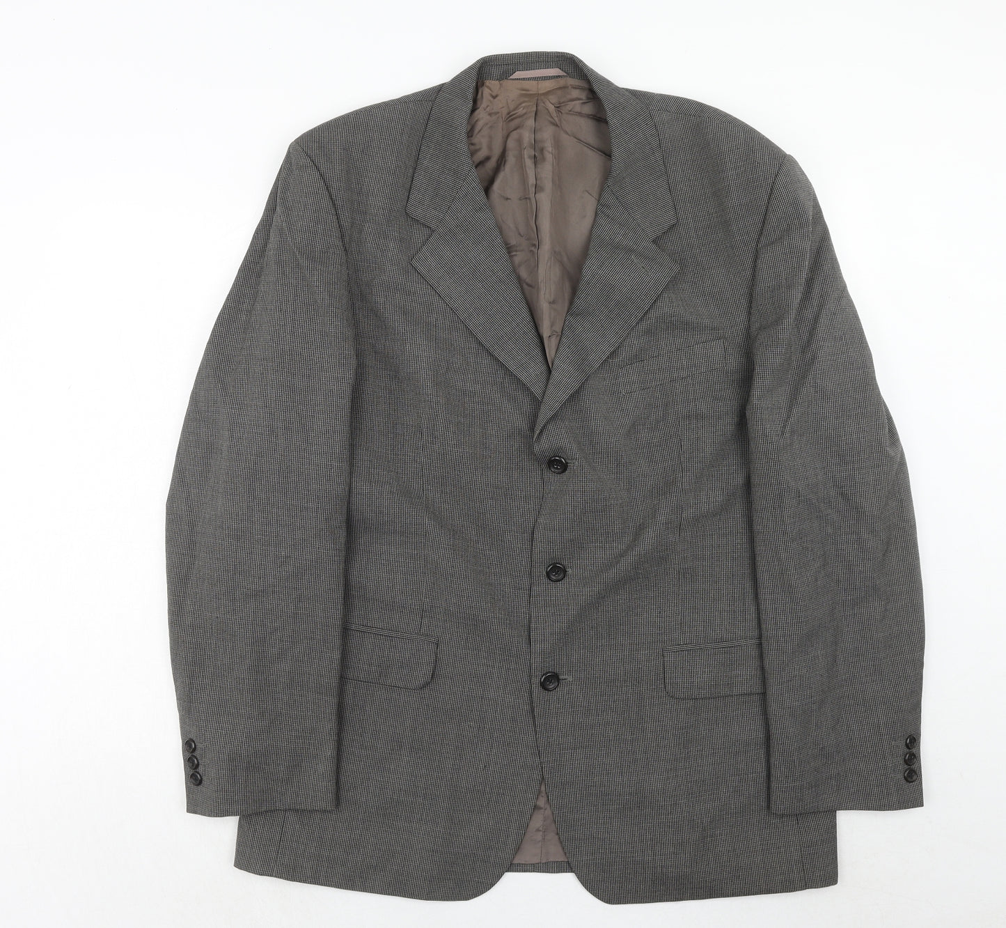 Burton Mens Grey Geometric Wool Jacket Suit Jacket Size 44 Regular