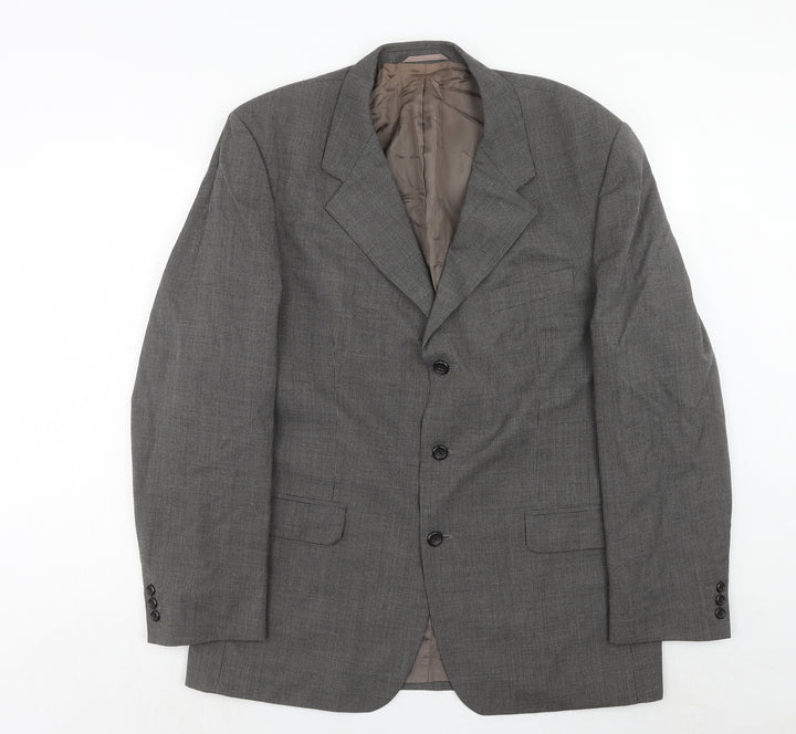 Burton Mens Grey Geometric Wool Jacket Suit Jacket Size 44 Regular