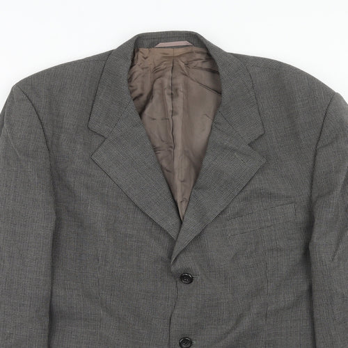 Burton Mens Grey Geometric Wool Jacket Suit Jacket Size 44 Regular