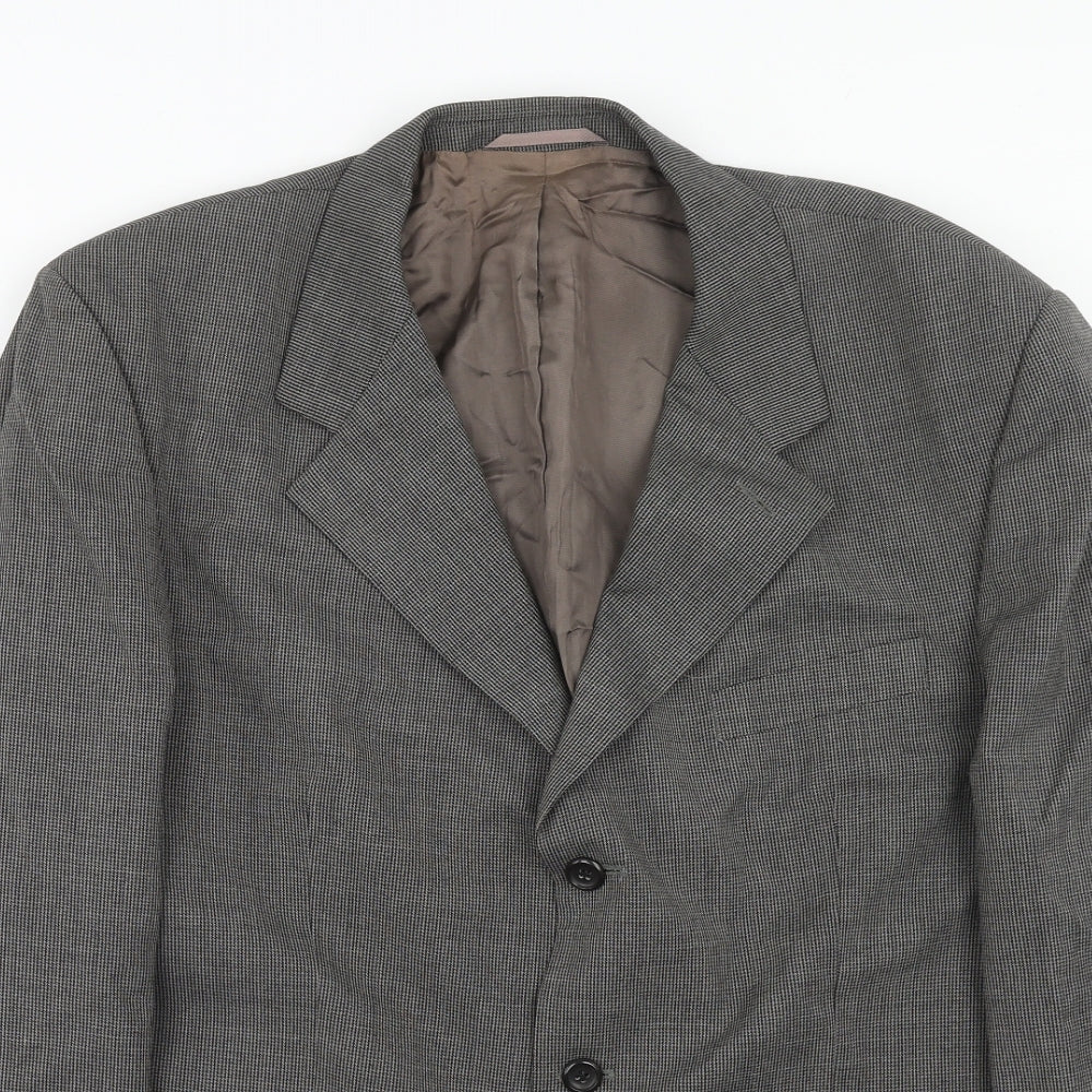 Burton Mens Grey Geometric Wool Jacket Suit Jacket Size 44 Regular