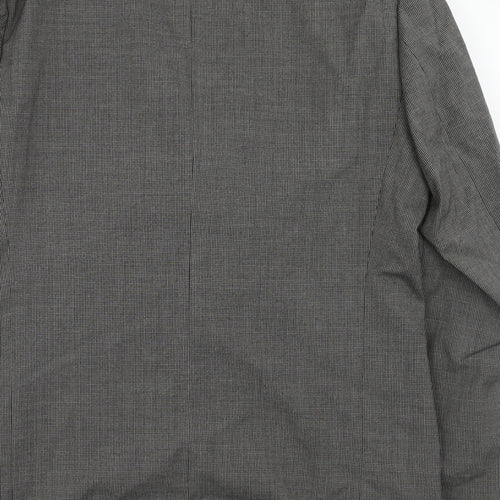 Burton Mens Grey Geometric Wool Jacket Suit Jacket Size 44 Regular