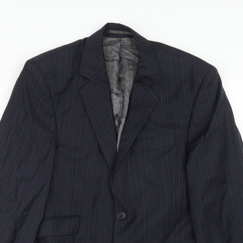 John Lewis Mens Blue Striped Wool Jacket Suit Jacket Size 38 Regular