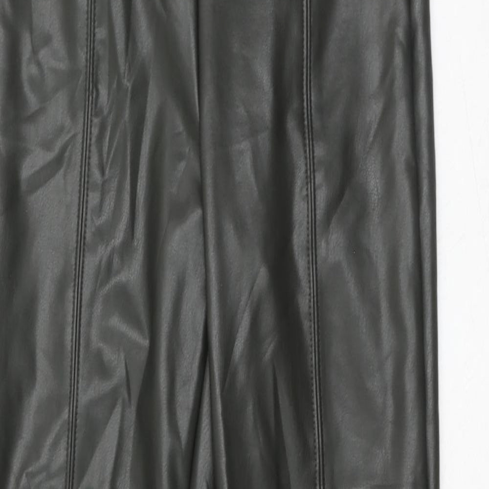 Marks and Spencer Womens Grey Polyurethane Trousers Size 6 Regular
