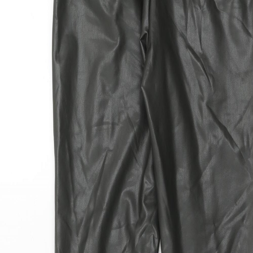 Marks and Spencer Womens Grey Polyurethane Trousers Size 6 Regular
