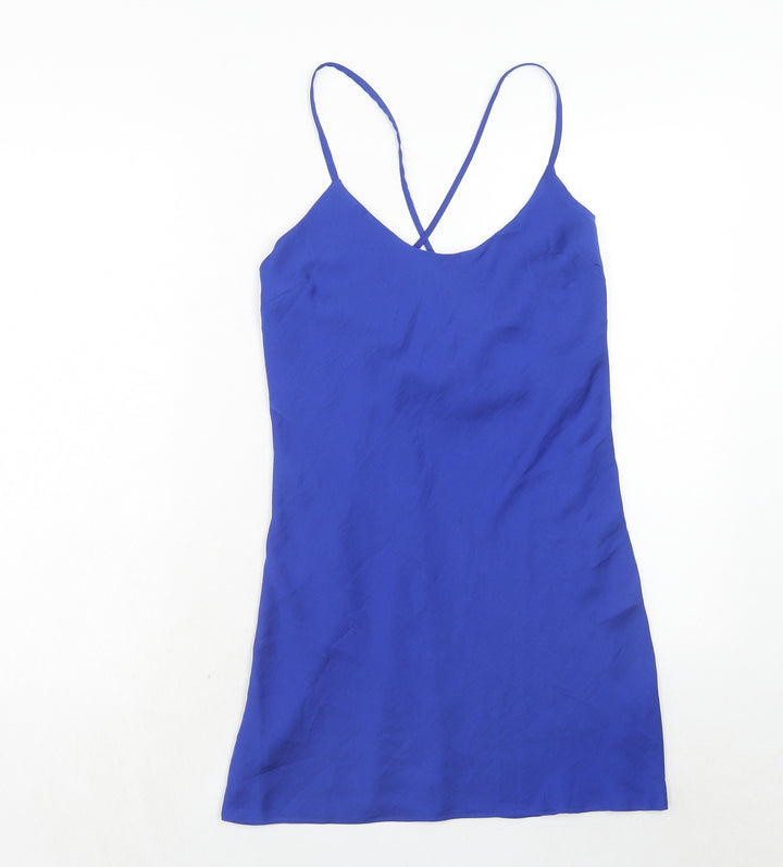 Marks and Spencer Womens Blue Polyester Mini Size 6 Round Neck Pullover