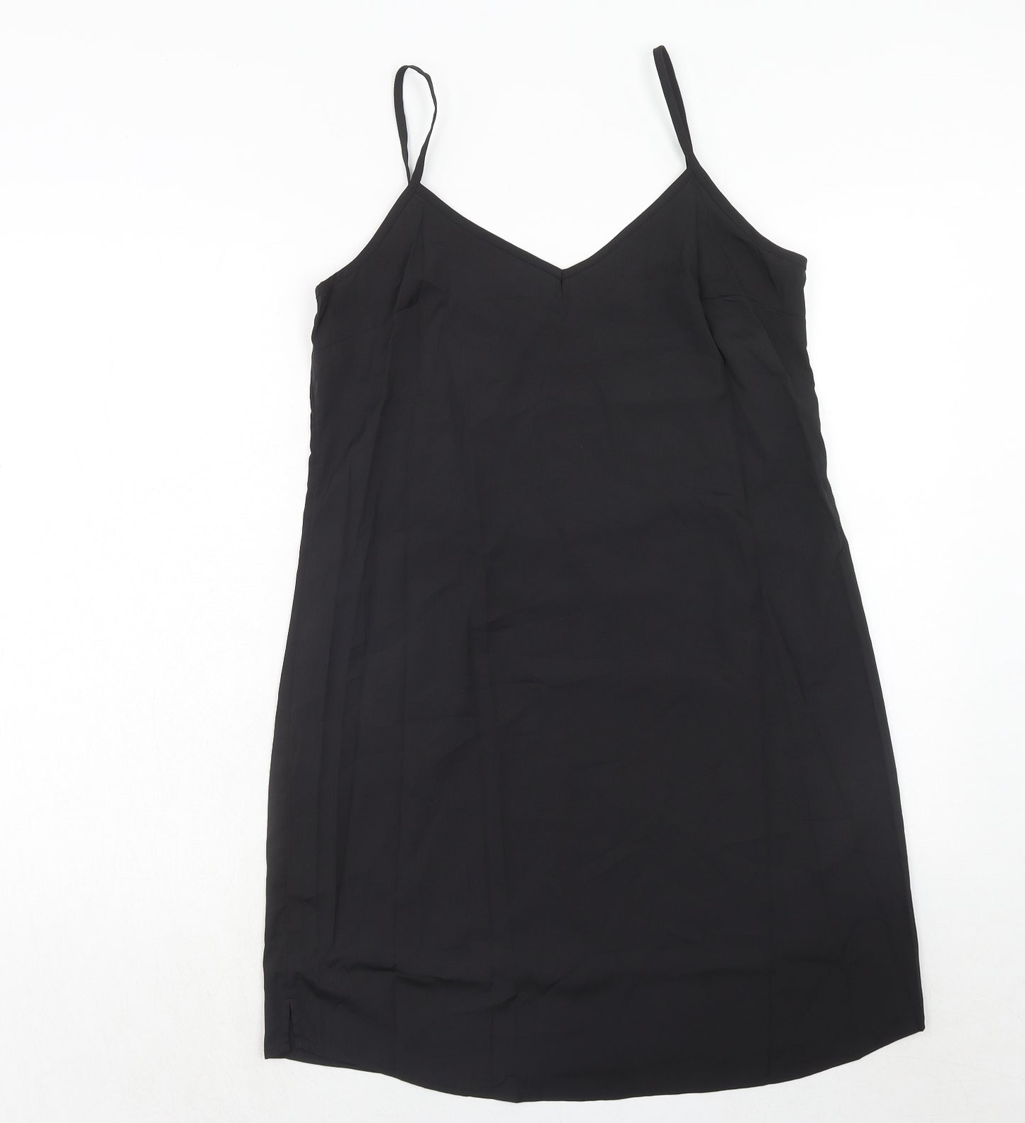Marks and Spencer Womens Black Polyester Tank Dress Size 10 V-Neck Pullover